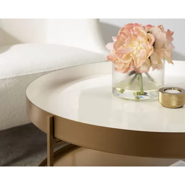 imageKate and Laurel Nira Metal Coffee Table 26quot Diameter BlackWhiteGold