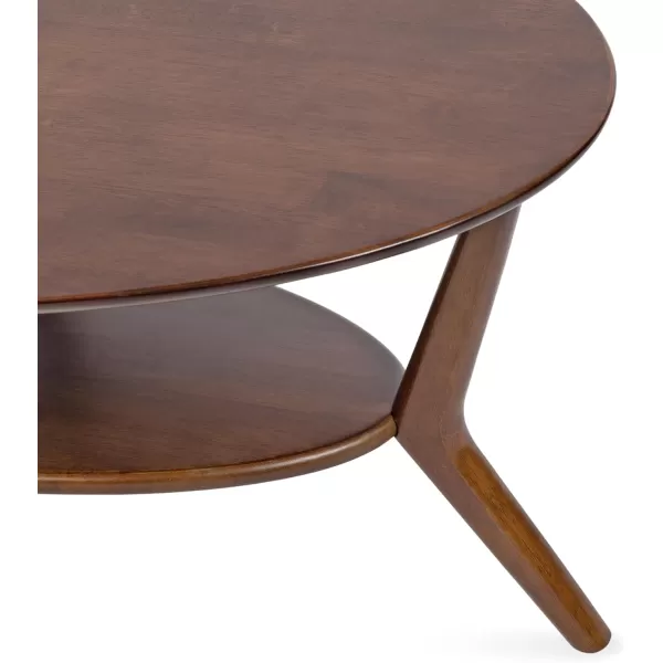 imageKate and Laurel Nylah MidCentury Modern Oval Coffee Table with Storage for Living Room Home Decor 48x26x18 Walnut Brown