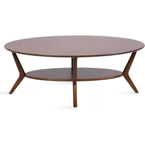 imageKate and Laurel Nylah MidCentury Modern Oval Coffee Table with Storage for Living Room Home Decor 48x26x18 Walnut Brown