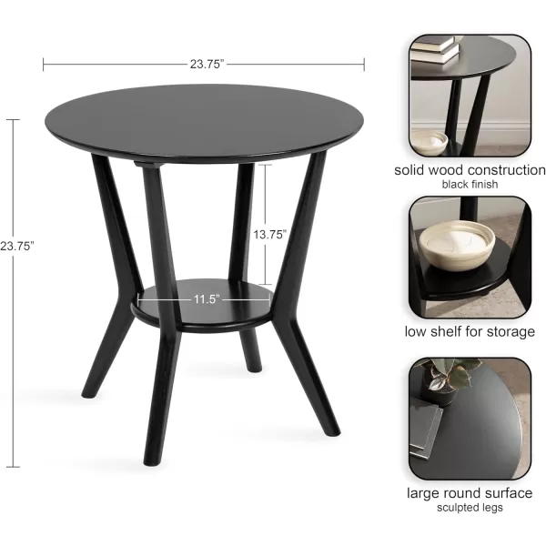 imageKate and Laurel Nylah Round Wooden Side Table 24 x 24 x 24 Walnut Brown Modern Tiered Circle Living Room Table with Solid Wood Construction for Use as Bedroom NightstandBlack