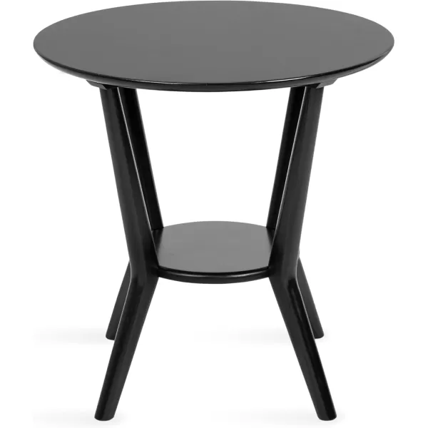 imageKate and Laurel Nylah Round Wooden Side Table 24 x 24 x 24 Walnut Brown Modern Tiered Circle Living Room Table with Solid Wood Construction for Use as Bedroom NightstandBlack