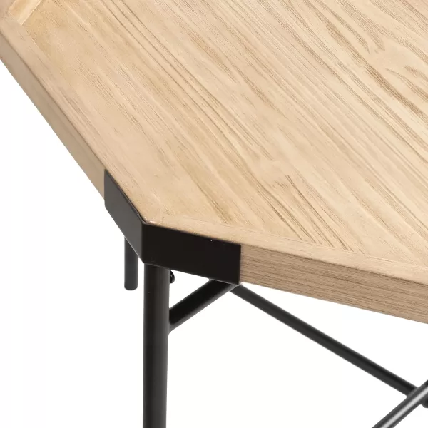 imageKate and Laurel Occonor MidCentury Octagon Coffee Table 26 x 26 x 18 Walnut Brown and Gold Geometric Living Room Table with Metal Base and Wooden TabletopNatural