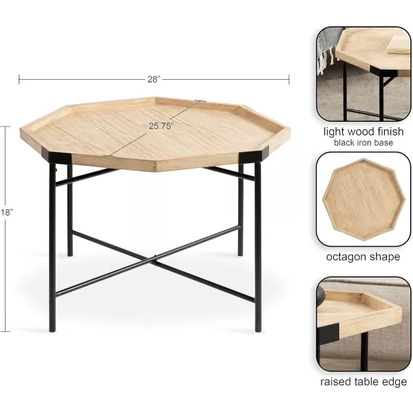 imageKate and Laurel Occonor MidCentury Octagon Coffee Table 26 x 26 x 18 Walnut Brown and Gold Geometric Living Room Table with Metal Base and Wooden TabletopNatural