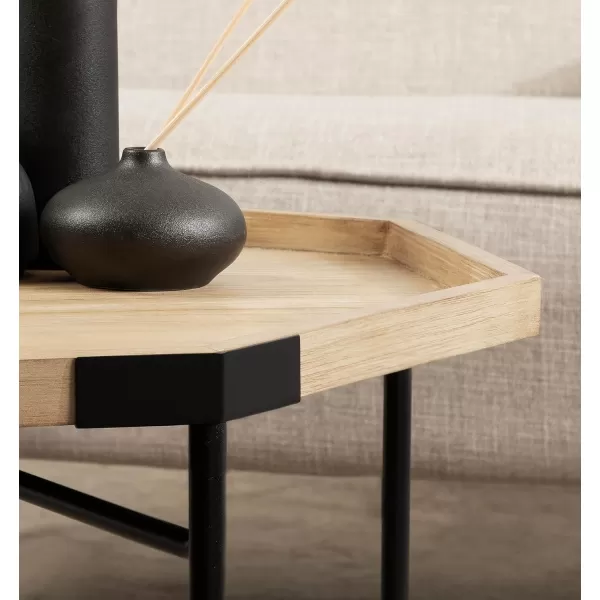 imageKate and Laurel Occonor MidCentury Octagon Coffee Table 26 x 26 x 18 Walnut Brown and Gold Geometric Living Room Table with Metal Base and Wooden TabletopNatural