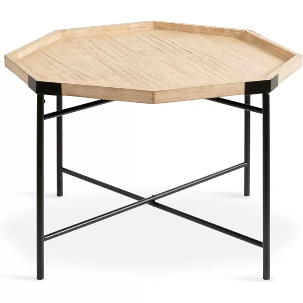 imageKate and Laurel Occonor MidCentury Octagon Coffee Table 26 x 26 x 18 Walnut Brown and Gold Geometric Living Room Table with Metal Base and Wooden TabletopNatural