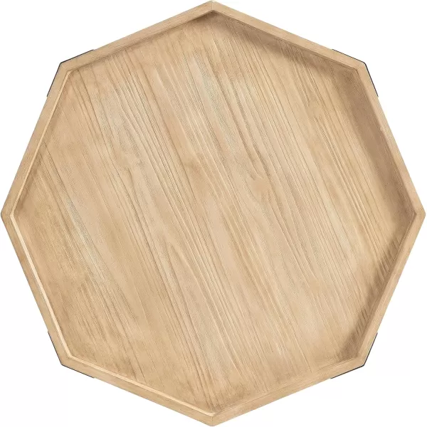 imageKate and Laurel Occonor MidCentury Octagon Coffee Table 26 x 26 x 18 Walnut Brown and Gold Geometric Living Room Table with Metal Base and Wooden TabletopNatural