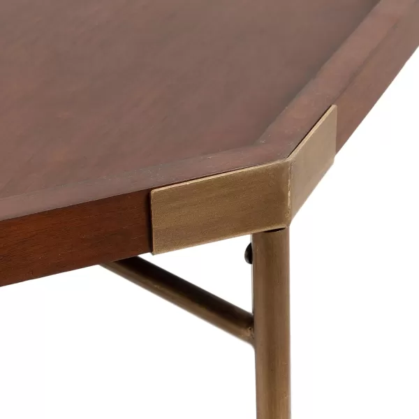 imageKate and Laurel Occonor MidCentury Octagon Coffee Table 26 x 26 x 18 Walnut Brown and Gold Geometric Living Room Table with Metal Base and Wooden TabletopWalnut Brown