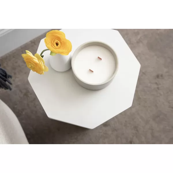 imageKate and Laurel Octavia Modern Farmhouse Accent Drink Table with Distressed White Finish and Sturdy Octagon Base for Lovely Coastal Home Decor 11x11x24