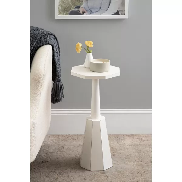 imageKate and Laurel Octavia Modern Farmhouse Accent Drink Table with Distressed White Finish and Sturdy Octagon Base for Lovely Coastal Home Decor 11x11x24