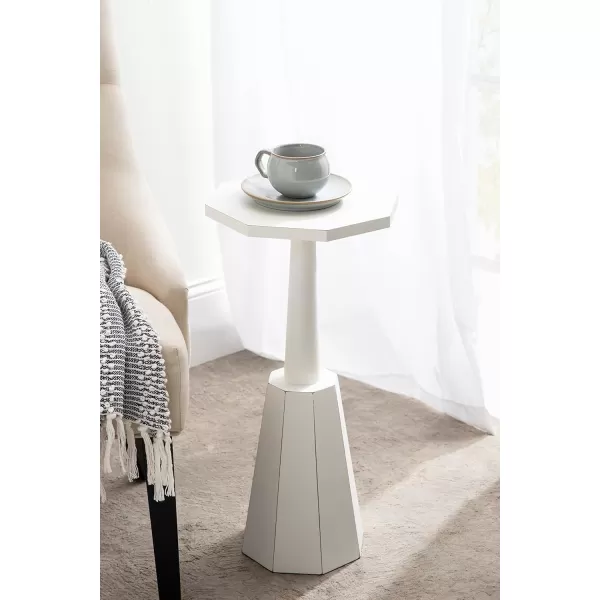 imageKate and Laurel Octavia Modern Farmhouse Accent Drink Table with Distressed White Finish and Sturdy Octagon Base for Lovely Coastal Home Decor 11x11x24