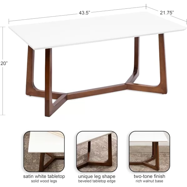 imageKate and Laurel Olivant MidCentury Modern Rectangle Living Room Coffee Table for Geometric Home Decor 44x22x20 WhiteWalnut Brown