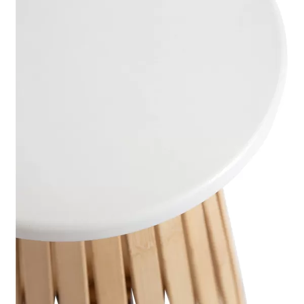 imageKate and Laurel Oren Modern Boho Slatted Accent Drink Table or Indoor Plant Stand for Neutral Home Decor 10x10x23 WhiteNatural