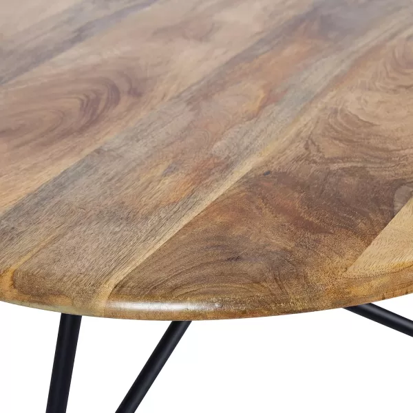 imageKate and Laurel Pallson Boho Round Coffee Table 28 x 28 x 18 Natural Wood and Black Modern Living Room Table for Storage and Display