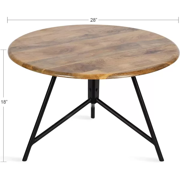 imageKate and Laurel Pallson Boho Round Coffee Table 28 x 28 x 18 Natural Wood and Black Modern Living Room Table for Storage and Display