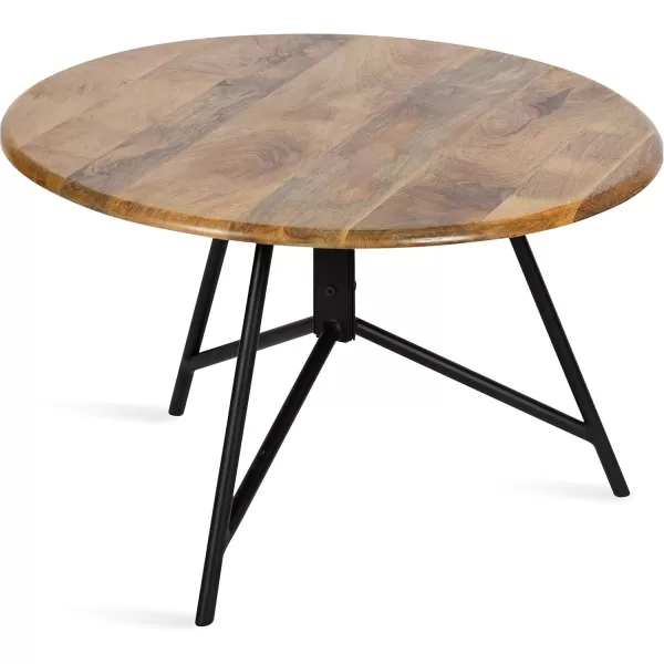 imageKate and Laurel Pallson Boho Round Coffee Table 28 x 28 x 18 Natural Wood and Black Modern Living Room Table for Storage and Display