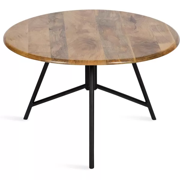imageKate and Laurel Pallson Boho Round Coffee Table 28 x 28 x 18 Natural Wood and Black Modern Living Room Table for Storage and Display
