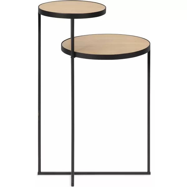 imageKate and Laurel Peero 2Tier Modern Glam Side Table 12 x 15 x 24 Mirror and Gold Minimal Elegant Tiered Side Table with Varying Sized Tabletops and Mirrored Glass SurfaceNaturalBlack