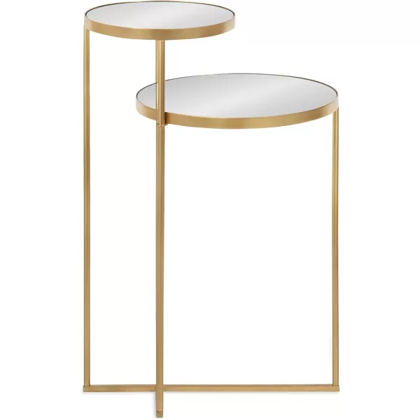 imageKate and Laurel Peero 2Tier Modern Glam Side Table 12 x 15 x 24 Mirror and Gold Minimal Elegant Tiered Side Table with Varying Sized Tabletops and Mirrored Glass SurfaceMirror and Gold