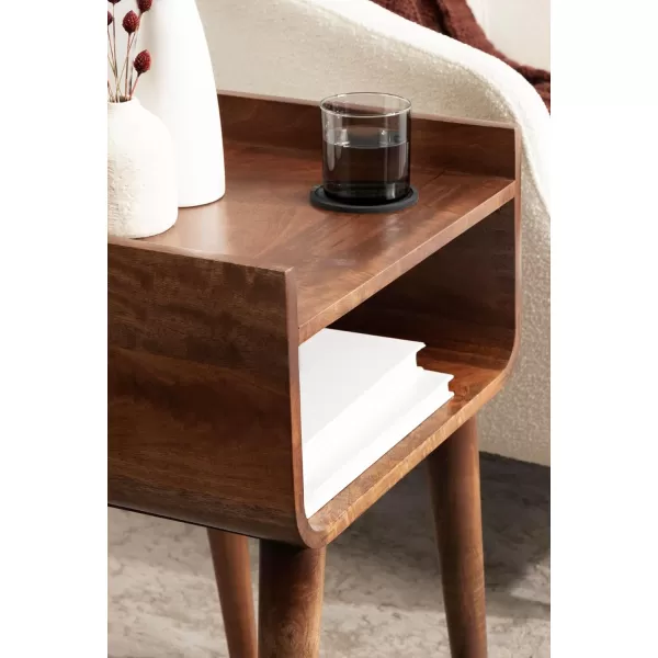 imageKate and Laurel Quilby Solid Wood Side Table with Storage for Use as Bedroom Nightstand 18x14x27 Walnut Brown
