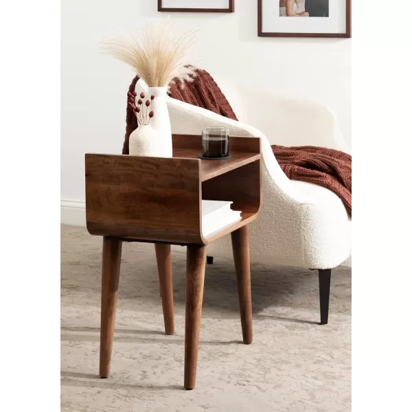 imageKate and Laurel Quilby Solid Wood Side Table with Storage for Use as Bedroom Nightstand 18x14x27 Walnut Brown