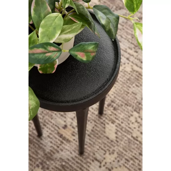 imageKate and Laurel Rava Modern Round Metal Drink Table with Sandcast Aluminum Construction for Indoor Plant Stand 10x10x21 BlackBlack