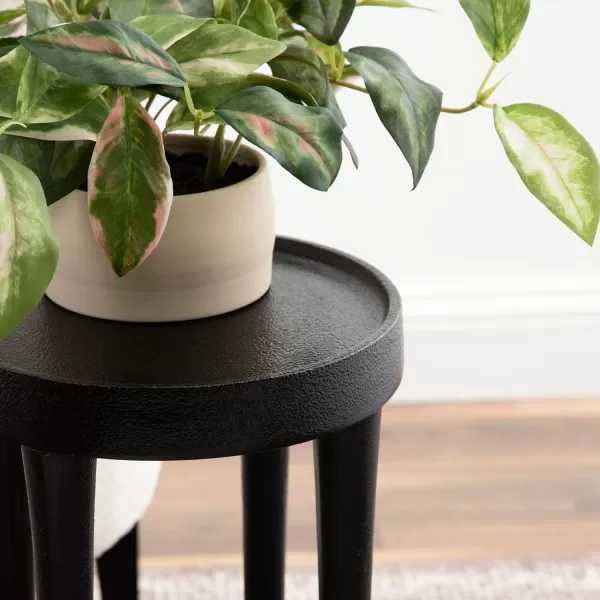 imageKate and Laurel Rava Modern Round Metal Drink Table with Sandcast Aluminum Construction for Indoor Plant Stand 10x10x21 BlackBlack