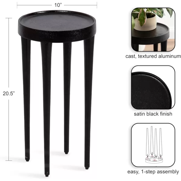 imageKate and Laurel Rava Modern Round Metal Drink Table with Sandcast Aluminum Construction for Indoor Plant Stand 10x10x21 BlackBlack