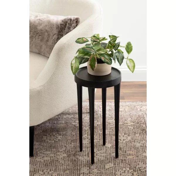 imageKate and Laurel Rava Modern Round Metal Drink Table with Sandcast Aluminum Construction for Indoor Plant Stand 10x10x21 BlackBlack