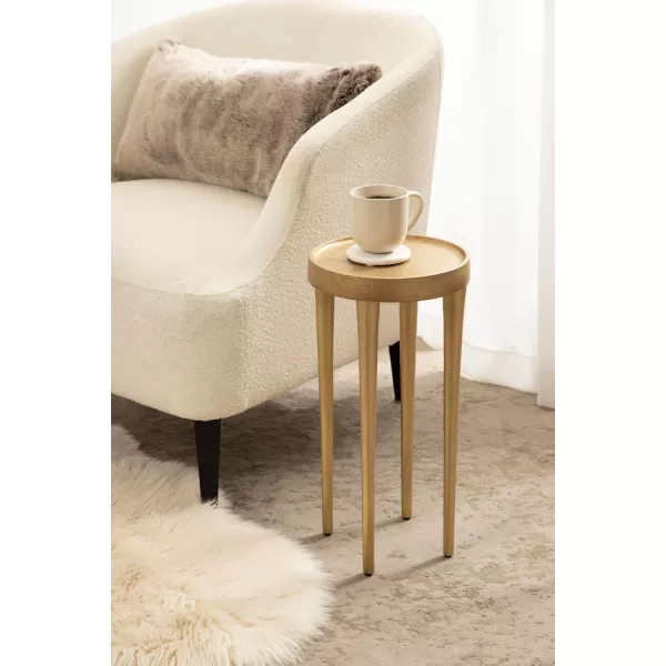 imageKate and Laurel Rava Modern Round Metal Drink Table with Sandcast Aluminum Construction for Indoor Plant Stand 10x10x21 BlackGold