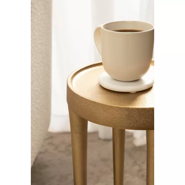 imageKate and Laurel Rava Modern Round Metal Drink Table with Sandcast Aluminum Construction for Indoor Plant Stand 10x10x21 BlackGold