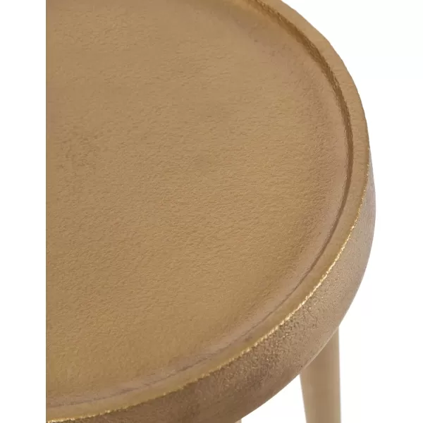 imageKate and Laurel Rava Modern Round Metal Drink Table with Sandcast Aluminum Construction for Indoor Plant Stand 10x10x21 BlackGold