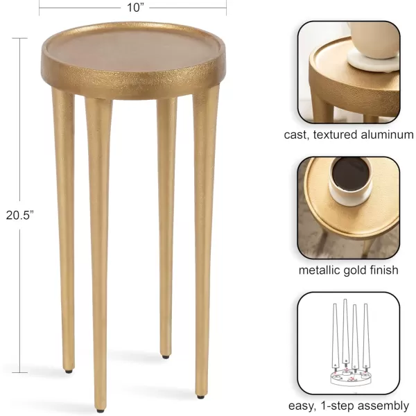 imageKate and Laurel Rava Modern Round Metal Drink Table with Sandcast Aluminum Construction for Indoor Plant Stand 10x10x21 BlackGold