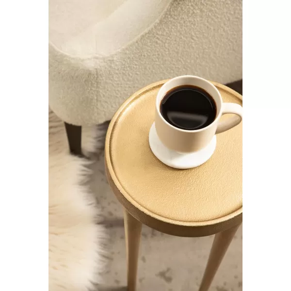 imageKate and Laurel Rava Modern Round Metal Drink Table with Sandcast Aluminum Construction for Indoor Plant Stand 10x10x21 BlackGold