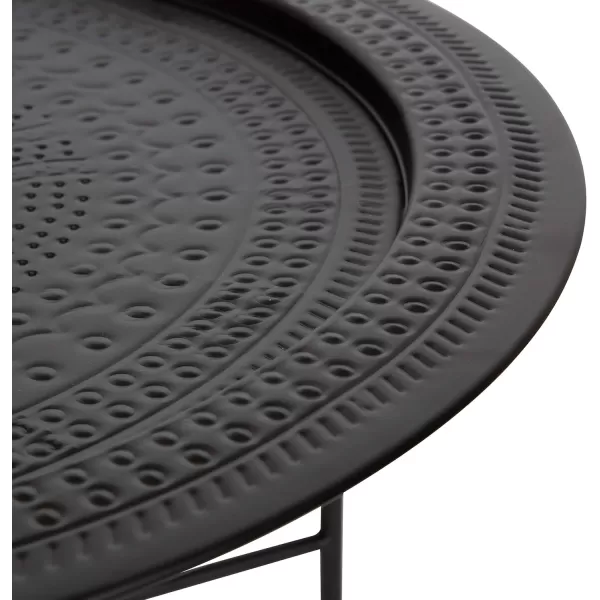 imageKate and Laurel Razza Modern Round Metal Coffee Table 28 x 28 x 15 Black Stamped Metal Table for Storage and Display