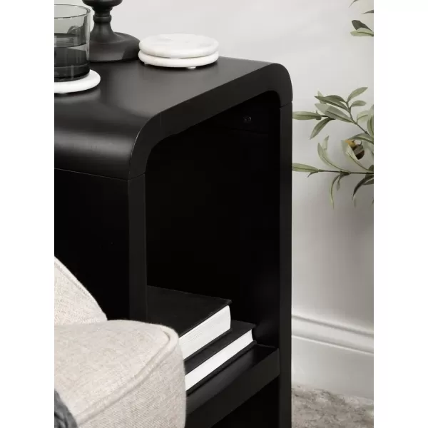 imageKate and Laurel Reddy Modern Solid Wood Arched TwoTier Side Use as Bedroom Nightstand or Living Room Accent Table 16x12x24 Black