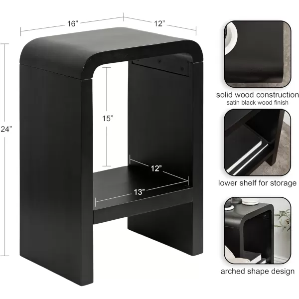 imageKate and Laurel Reddy Modern Solid Wood Arched TwoTier Side Use as Bedroom Nightstand or Living Room Accent Table 16x12x24 Black