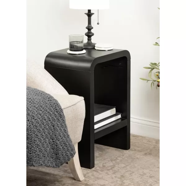 imageKate and Laurel Reddy Modern Solid Wood Arched TwoTier Side Use as Bedroom Nightstand or Living Room Accent Table 16x12x24 Black