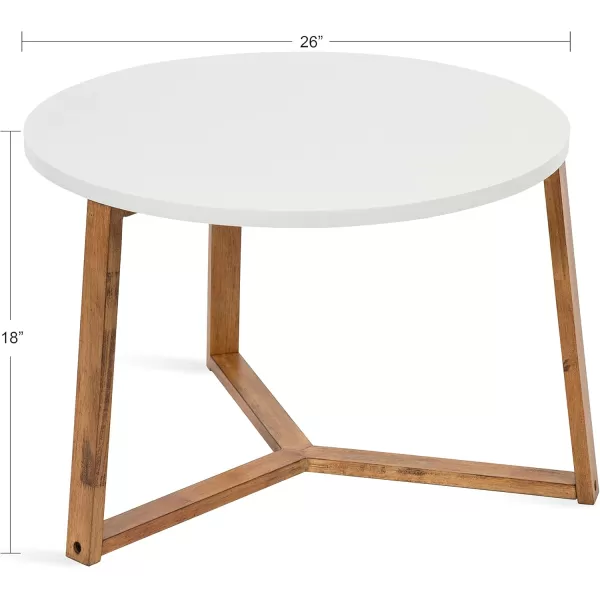 imageKate and Laurel Rioux Modern Round Coffee Table 26 x 26 x 18 White and Natural Wood Decorative Scandinavian Minimalist Coffee Table for Serving Display and Storage