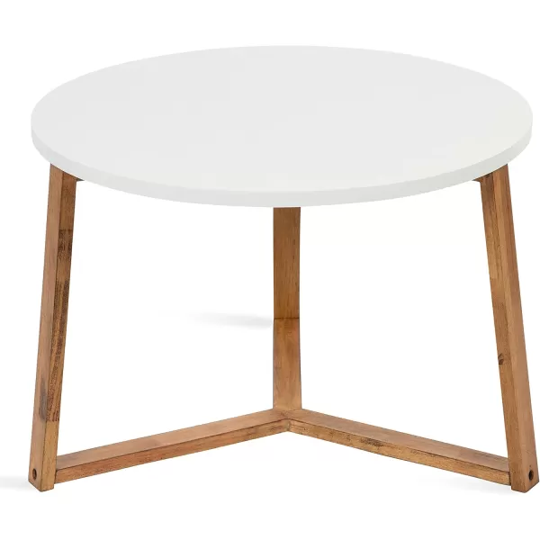 imageKate and Laurel Rioux Modern Round Coffee Table 26 x 26 x 18 White and Natural Wood Decorative Scandinavian Minimalist Coffee Table for Serving Display and Storage