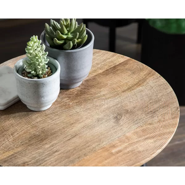 imageKate and Laurel Rumsen Round Side Table 16 x 16 x 21 White and Walnut Brown Modern Tripod End Table with Genuine Marble TabletopNaturalBlack