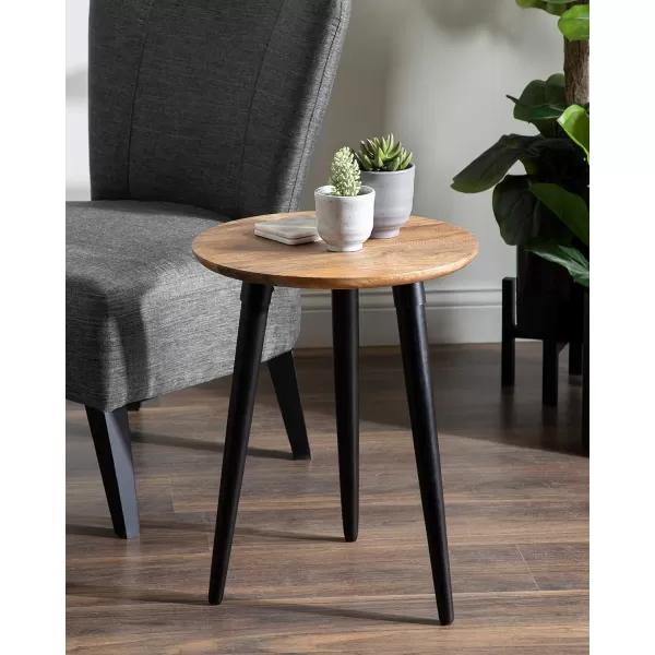 imageKate and Laurel Rumsen Round Side Table 16 x 16 x 21 White and Walnut Brown Modern Tripod End Table with Genuine Marble TabletopNaturalBlack