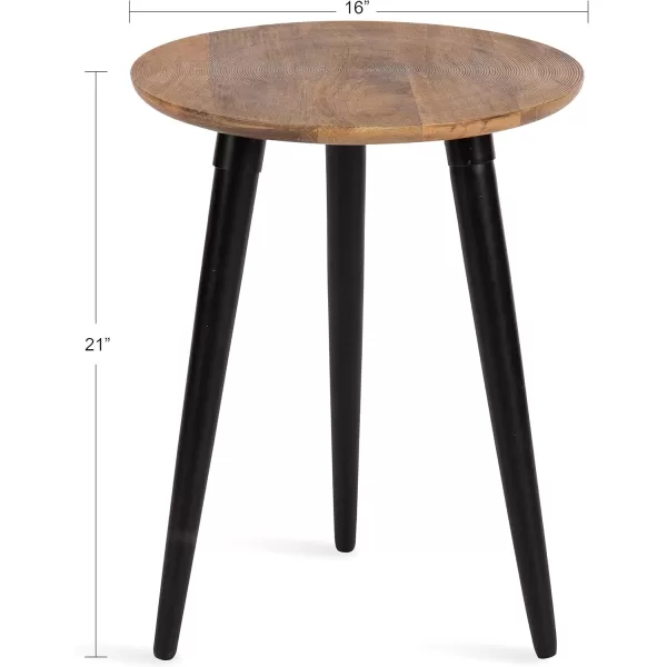imageKate and Laurel Rumsen Round Side Table 16 x 16 x 21 White and Walnut Brown Modern Tripod End Table with Genuine Marble TabletopNaturalBlack