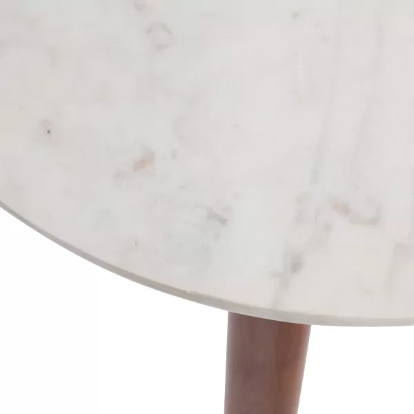 imageKate and Laurel Rumsen Round Side Table 16 x 16 x 21 White and Walnut Brown Modern Tripod End Table with Genuine Marble TabletopWalnut Brown
