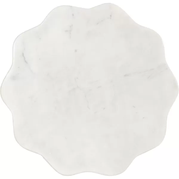 imageKate and Laurel Sanzo Modern Pedestal Drink Table 10 x 10 x 23 Antique Brass and White Decorative End Table with Scalloped Marble Tabletop for Use as Small Plant Stand or Cute Martini Table