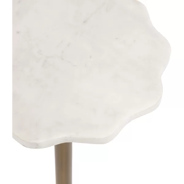 imageKate and Laurel Sanzo Modern Pedestal Drink Table 10 x 10 x 23 Antique Brass and White Decorative End Table with Scalloped Marble Tabletop for Use as Small Plant Stand or Cute Martini Table