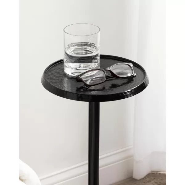 imageKate and Laurel Sanzo Modern Pedestal Outdoor Drink Table 9 x 9 x 23 Black Decorative Outdoor Patio Table for Deck with Hammered Tabletop for Use as Small Plant Stand or Living Room Martini Table