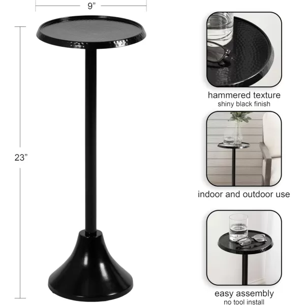 imageKate and Laurel Sanzo Modern Pedestal Outdoor Drink Table 9 x 9 x 23 Black Decorative Outdoor Patio Table for Deck with Hammered Tabletop for Use as Small Plant Stand or Living Room Martini Table