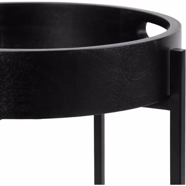 imageKate and Laurel Smita Transitional Round Accent Tray Magnetic Removable Top for a TV Table for Eating 14x14x24 Black