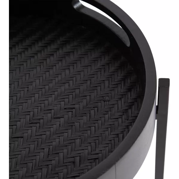 imageKate and Laurel Smita Transitional Round Accent Tray Magnetic Removable Top for a TV Table for Eating 14x14x24 Black