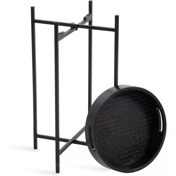 imageKate and Laurel Smita Transitional Round Accent Tray Magnetic Removable Top for a TV Table for Eating 14x14x24 Black
